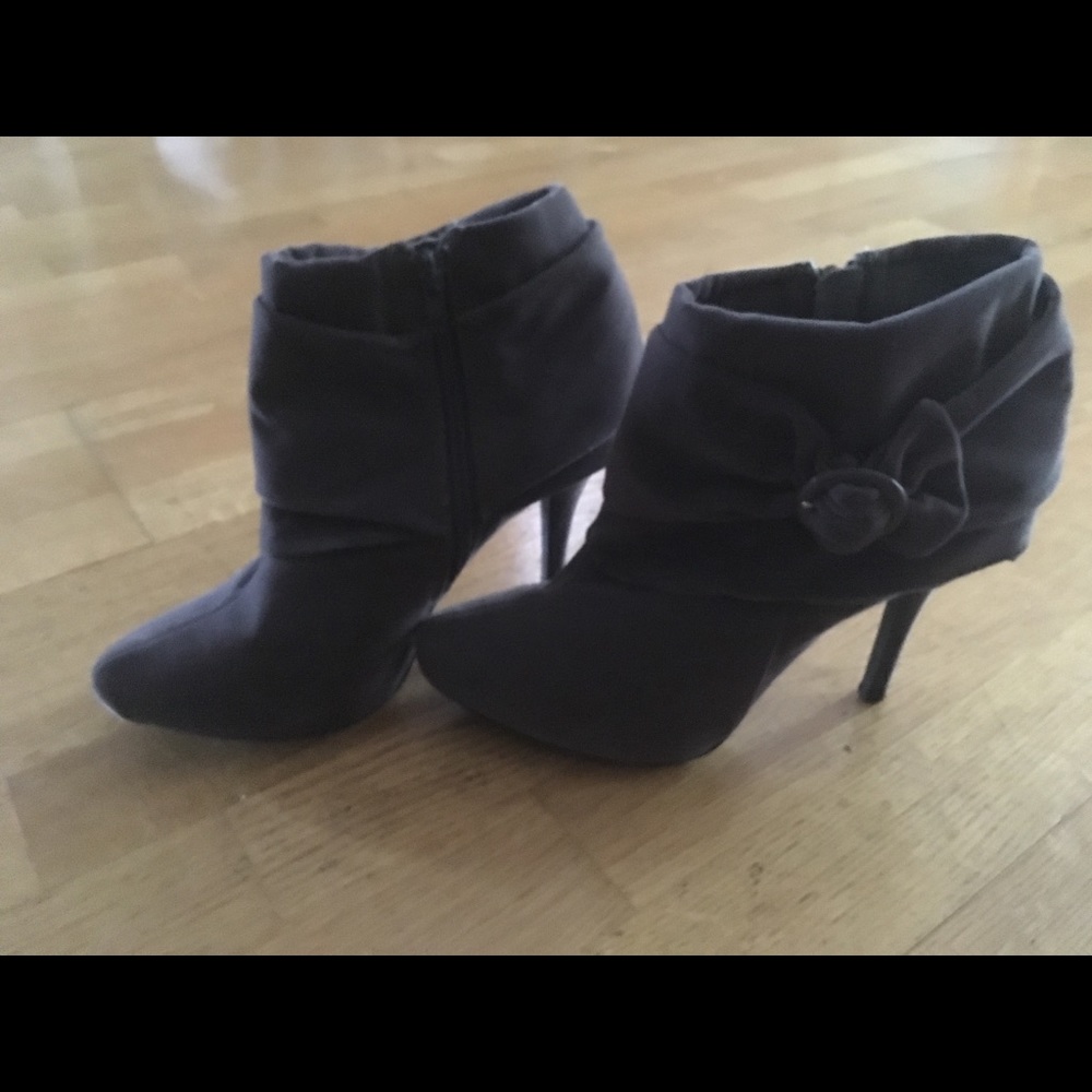 Grey Suede Bootie Heels